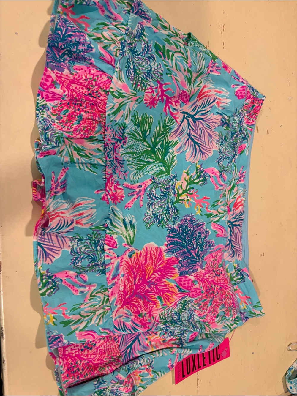 Lilly Pulitzer Turquoise Floral Print Skort with Pink & Green Accents NWT